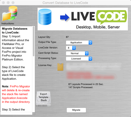 LiveCode Migration Screenshot