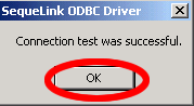 Figure 15 - Test FileMaker 7 ODBC DSN - Success
