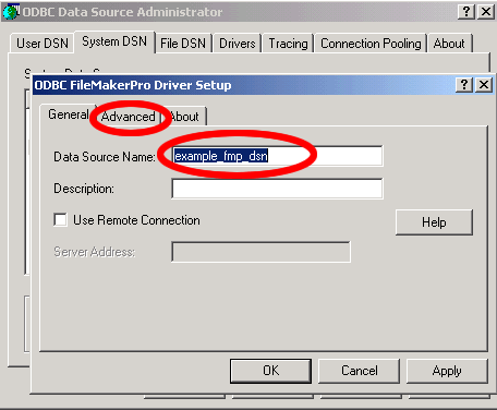 Figure 6 - Enter FileMaker ODBC DSN Name