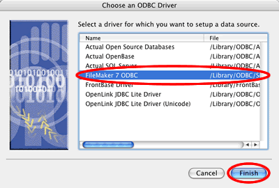 [Figure 32 - Select FileMaker 7 ODBC Driver] 