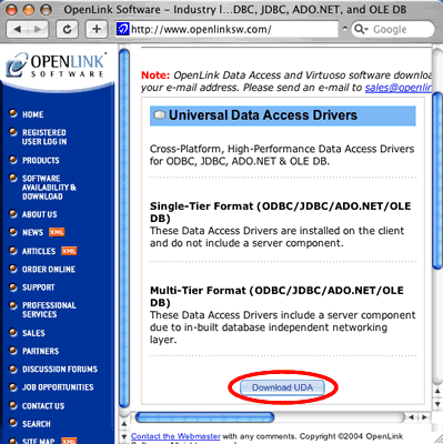 [Figure 12 - Click "Download UDA" on Openlinksw.com Home Page]