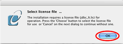 [Figure 25 - Click the Ok Button - After Installing the jdbc_lt.lic File] 